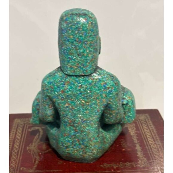 Miniature Inca Woman Baby Statue Turquoise Stone Figurine Modern Reproduction - Picture 4 of 9